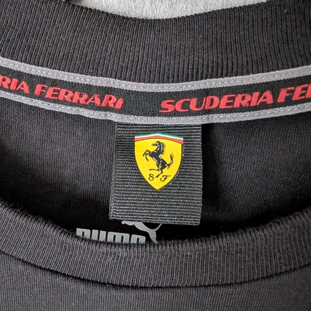 Puma Black Short Sleeve Tee with Yellow Ferrari Shield - Picture 3 of 4